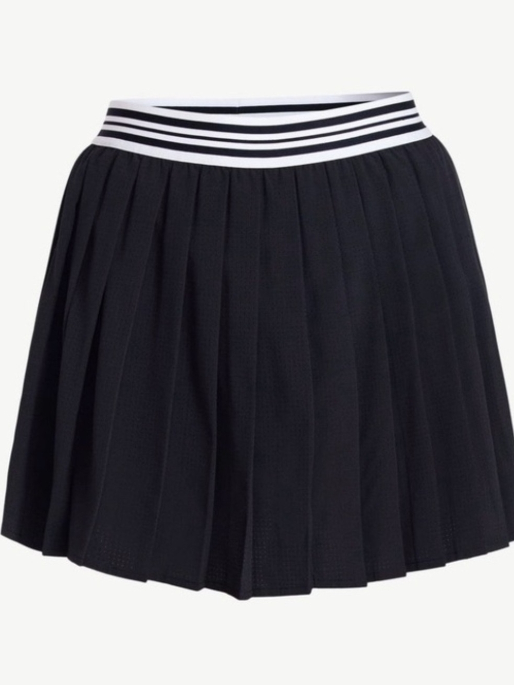 Black Pleated Skort with Striped Waistband